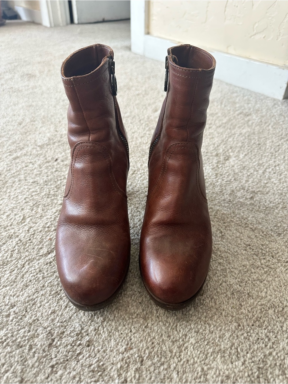 Fiorentini + Baker Cognac Brown Heeled Boots Italian Leather Size 38 / 8 Womens - Picture 3 of 6